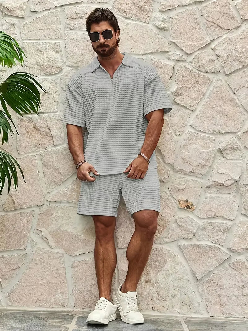 Men's Textured Top and Shorts Co-Ord