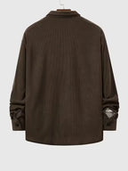 Men's Ribbed Long Sleeve Shirt with Chest Pocket
