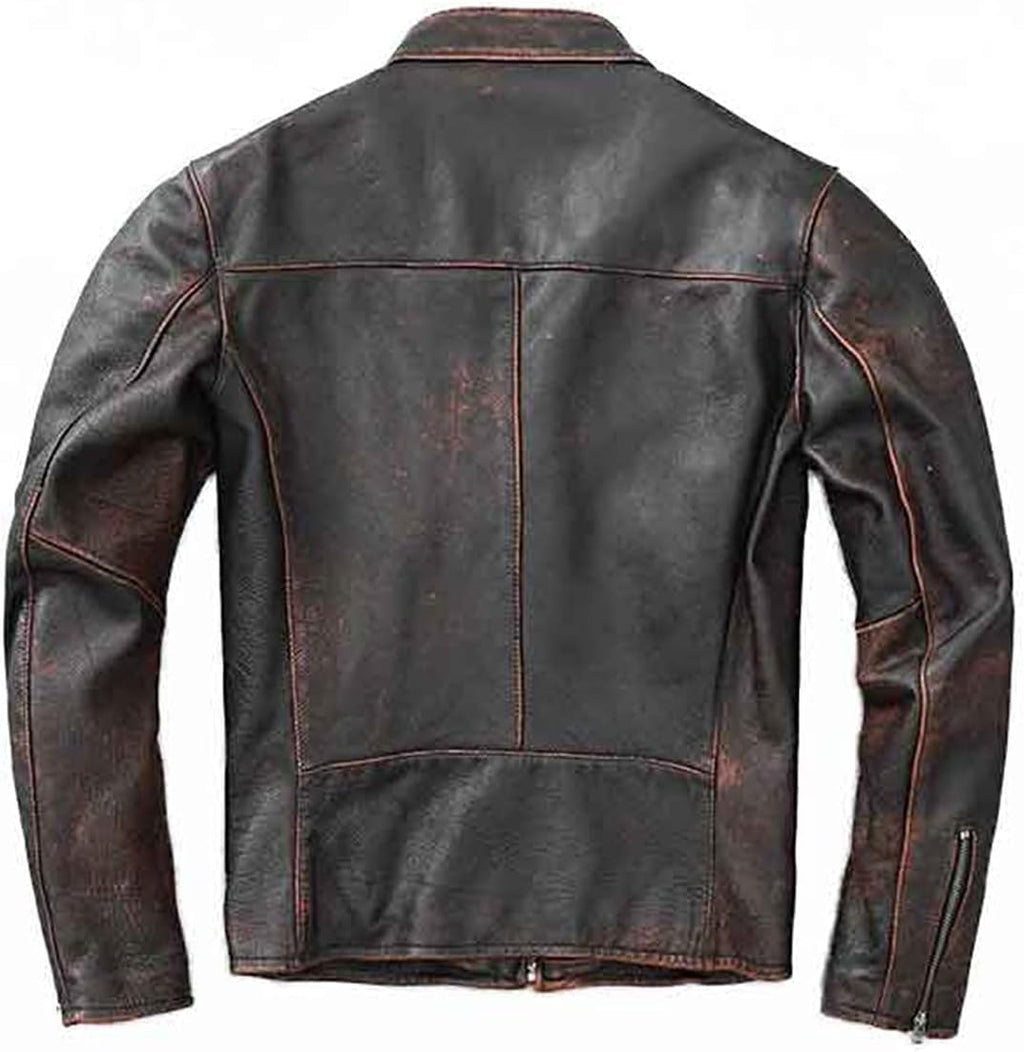Men's Distressed leather-look Motorcycle Jacket