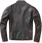 Men's Distressed leather-look Motorcycle Jacket