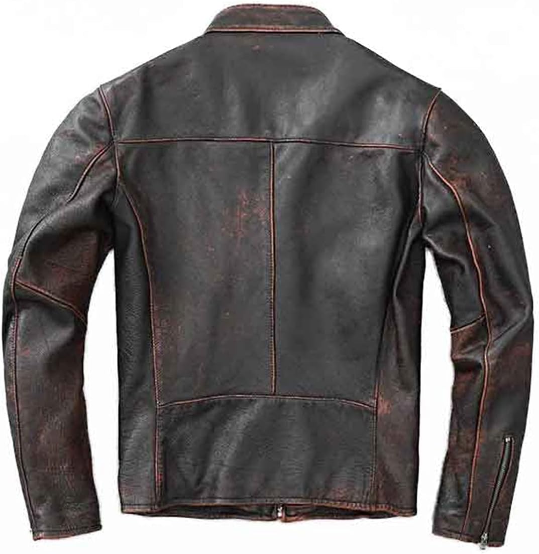 Men's Distressed leather-look Motorcycle Jacket
