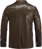 Men's Faux-Leather Tailored Blazer – Regular-Fit Two-Button Lapel Jacket