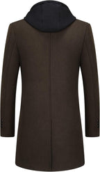 Men's Hooded Wool Blend Winter Coat – Long Tailored Overcoat