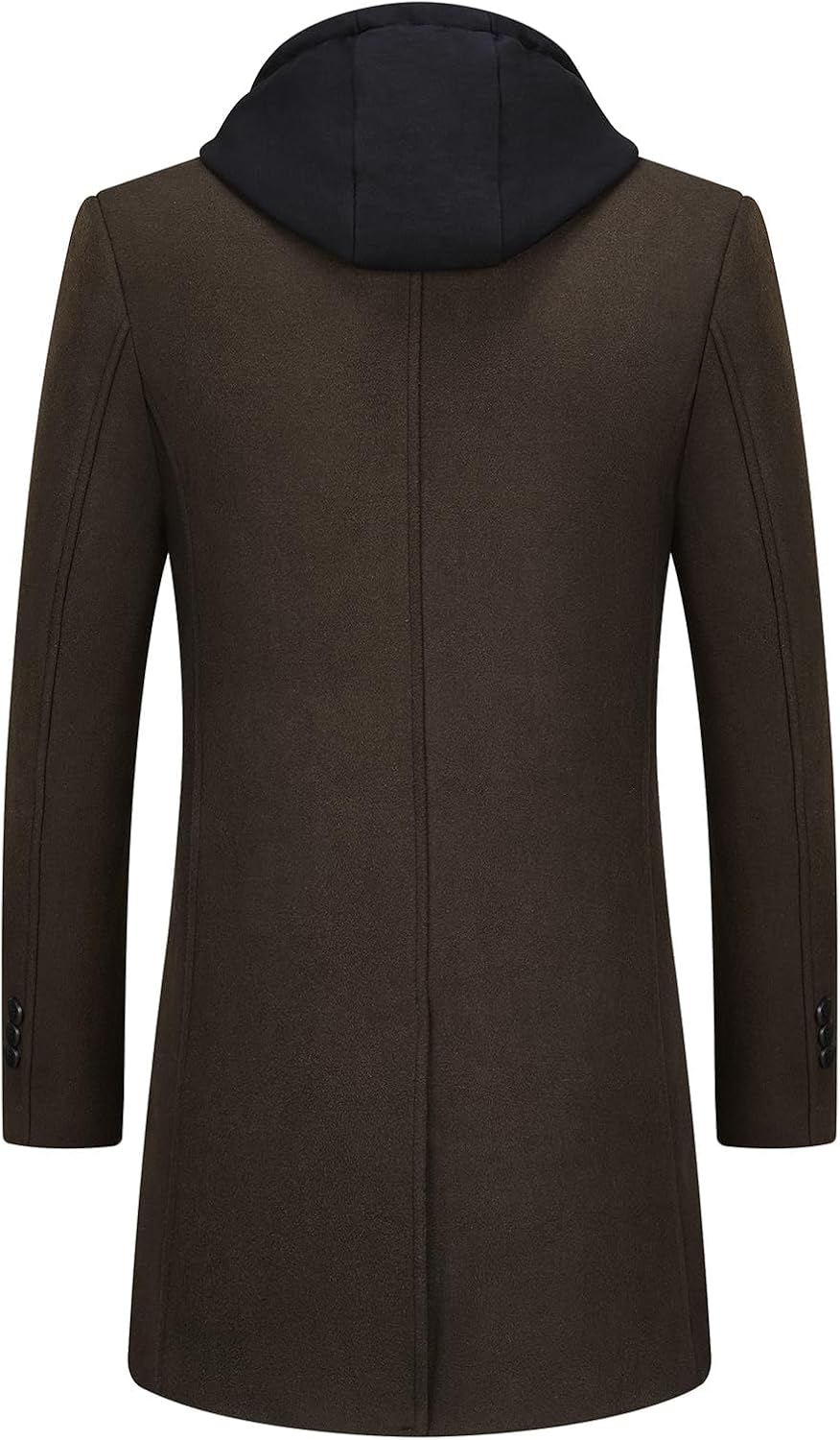 Men's Hooded Wool Blend Winter Coat – Long Tailored Overcoat
