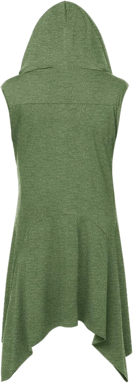 Men's Sleeveless Hooded Cardigan with Waterfall Front