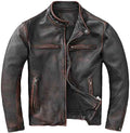 Men's Distressed leather-look Motorcycle Jacket