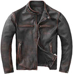 Men's Distressed leather-look Motorcycle Jacket