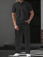 Men's Jacquard Polo and Trouser Lounge Set