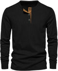Men's Ribbed Henley Shirt – Long Sleeve Casual Top