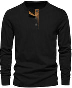 Men's Ribbed Henley Shirt – Long Sleeve Casual Top