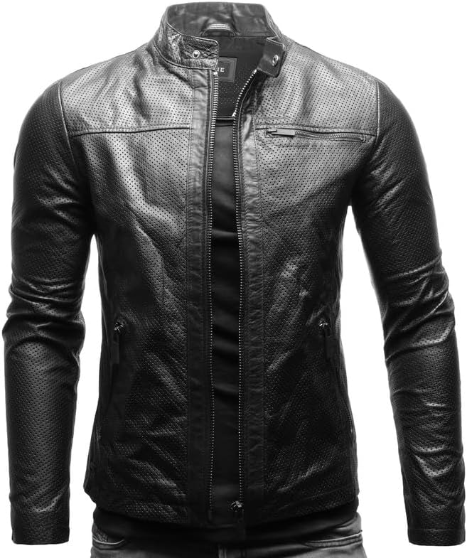 Men's Vintage leather-look Stand-Collar Jacket