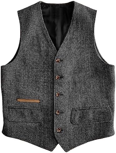 Men's Vintage Herringbone Tweed Waistcoat