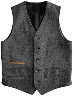 Men's Vintage Herringbone Tweed Waistcoat