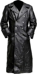Men's Long Double-Breasted Trench Coat with Wide Lapels