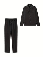 Men's Button-Up Bomber Jacket with Chest Pockets