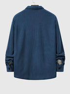 Men's Ribbed Long Sleeve Shirt with Chest Pocket