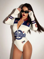 Women's Long-sleeve Bodysuit with stand collar