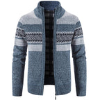Men's Warm Knitted Zip-Up Jacket – Soft Stand-Collar Sweater