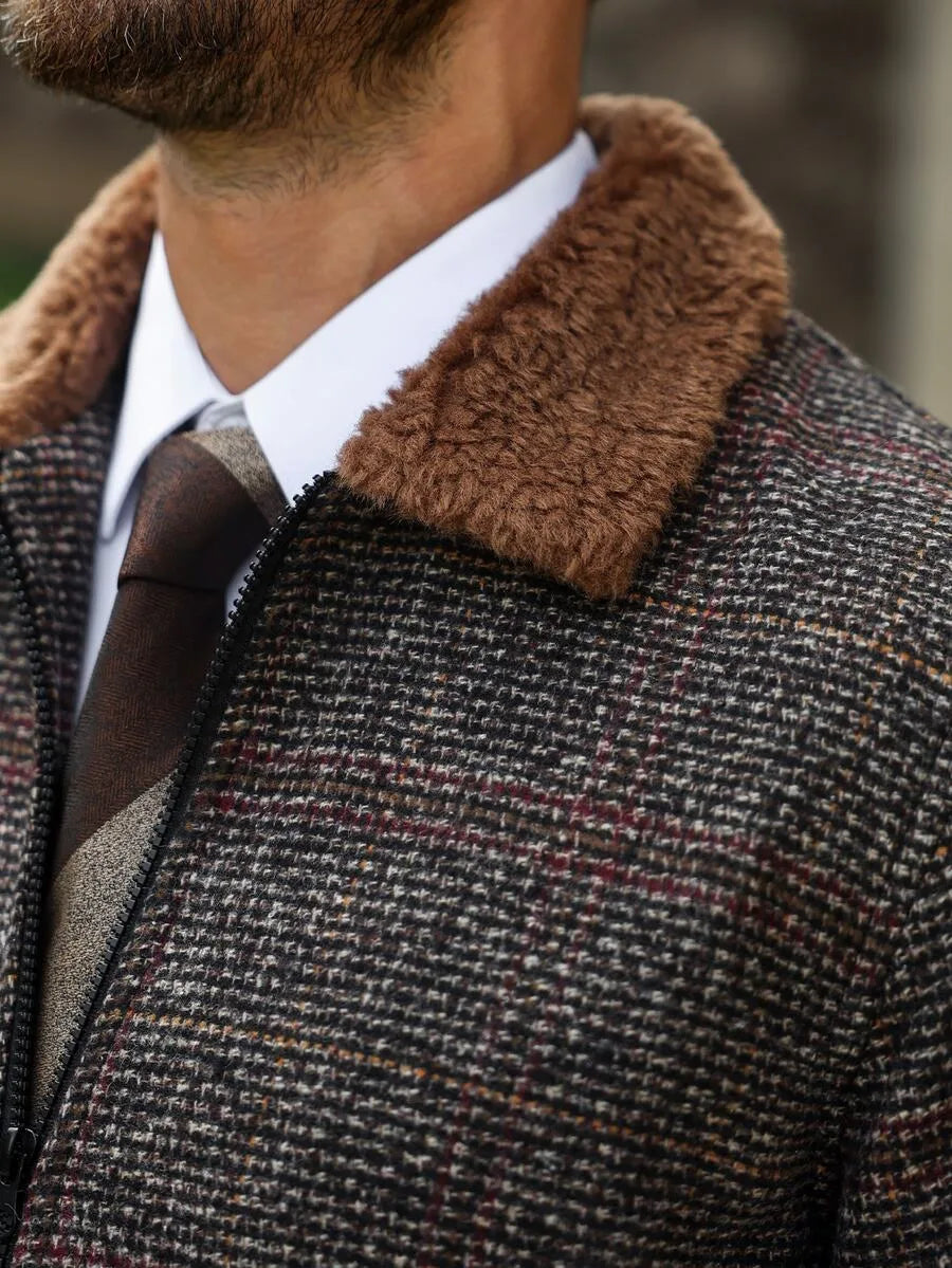 Men's Bomber Jacket with Collared Neckline