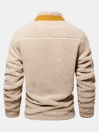 Men's Teddy Fleece Zip-Up Jacket – Warm High Collar Outdoor Layer