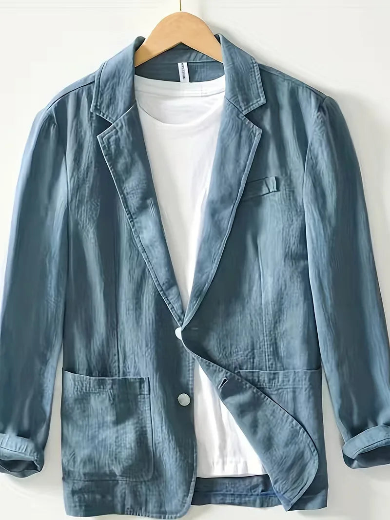 Men's Single-Breasted Blazer with Notch Lapel