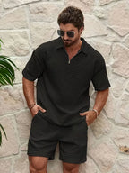 Men's Textured Top and Shorts Co-Ord