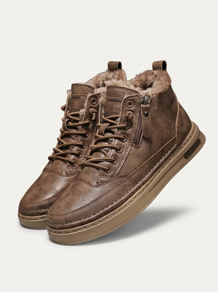 Men's faux fur-Lined leather-look Ankle Boots