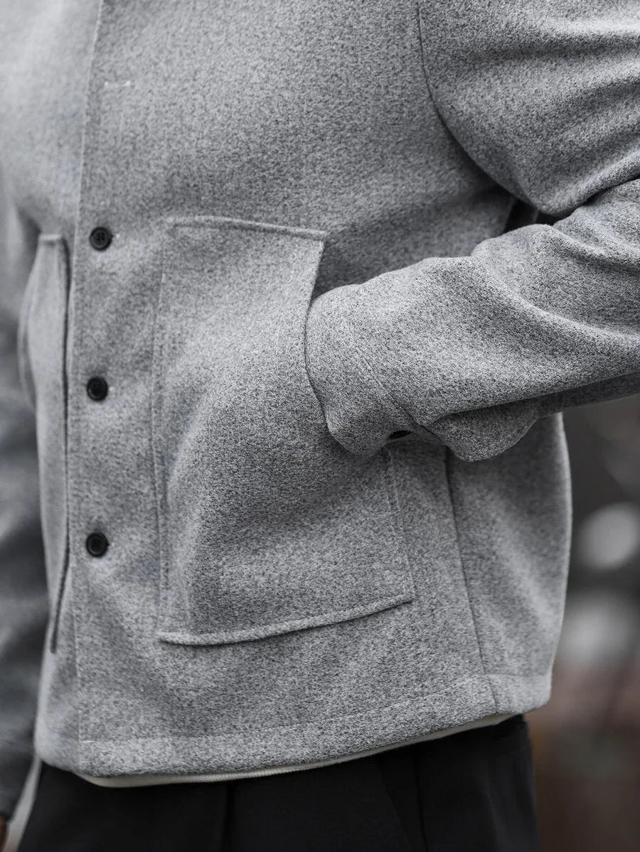 Men's Bomber Jacket with Collared Neckline