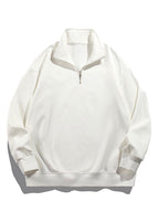 Men's Teddy Fleece Lined Half Zip Sweatshirt with Stand Collar