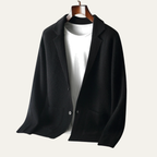 Men's Soft Wool-Blend Knit Cardigan with Suit Collar