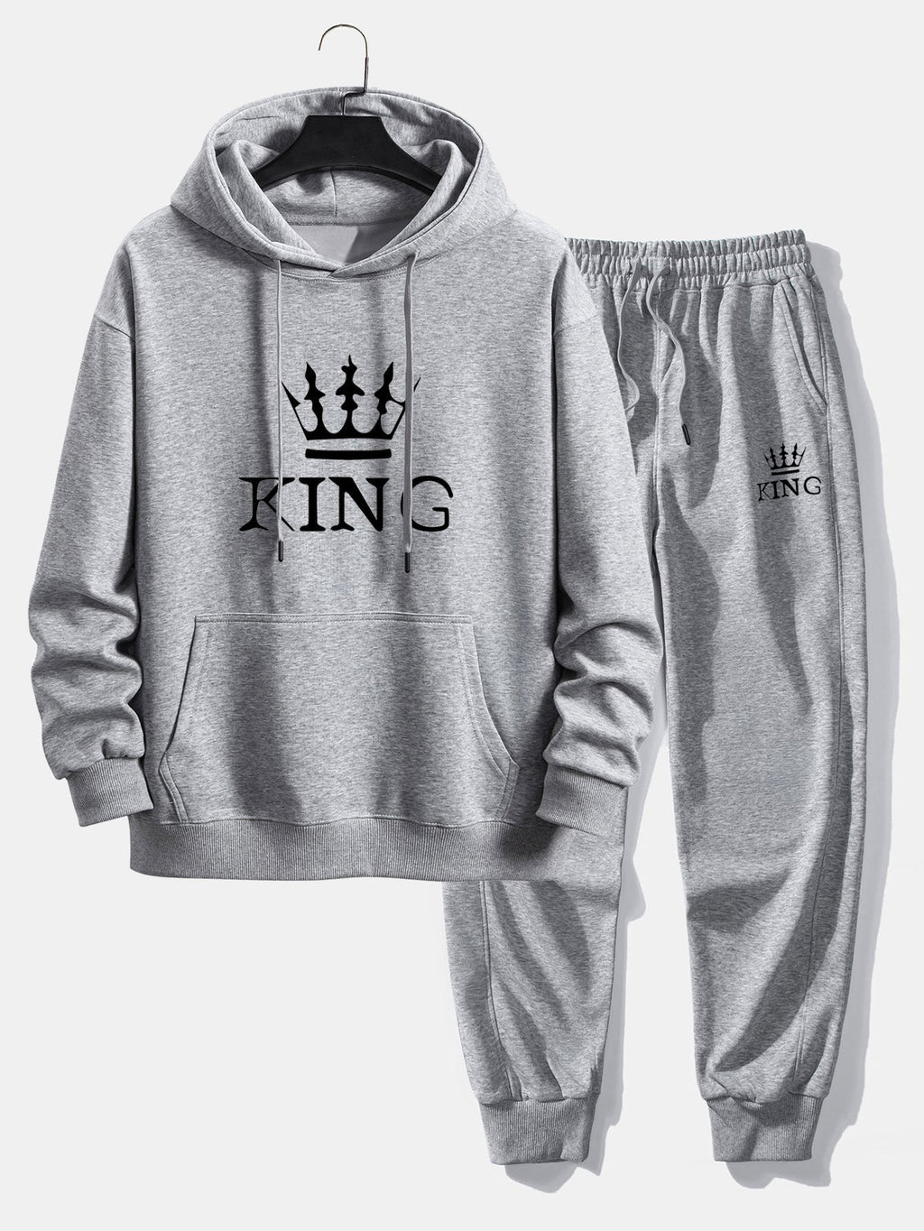 Men's Printed Relaxed Tracksuit – Cotton Blend Hoodie Set