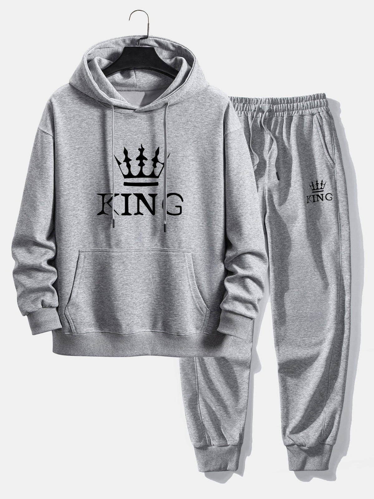 Men's Printed Relaxed Tracksuit – Cotton Blend Hoodie Set