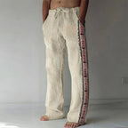 Men's Patchwork Cotton-linen-look Trousers