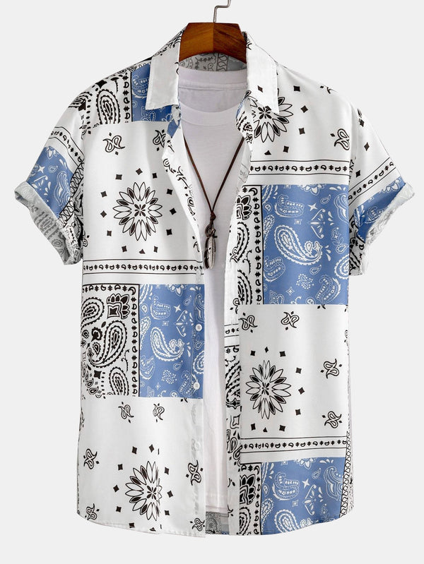 Men's Paisley Print Shirt with Button Placket
