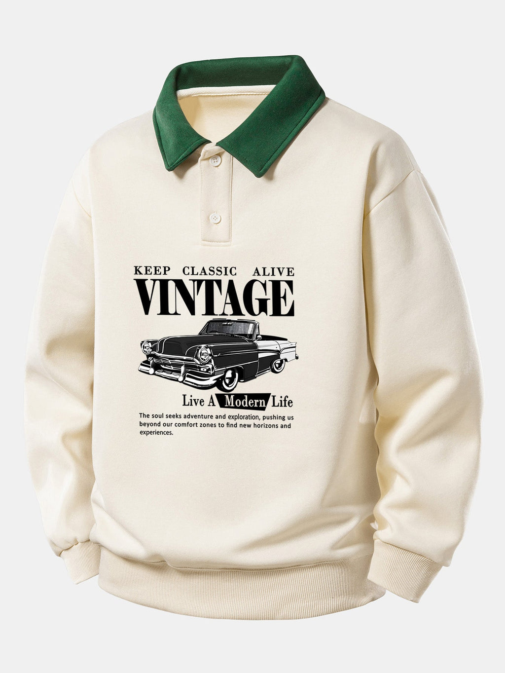 Men's Relaxed Fit Printed Polo Sweatshirt