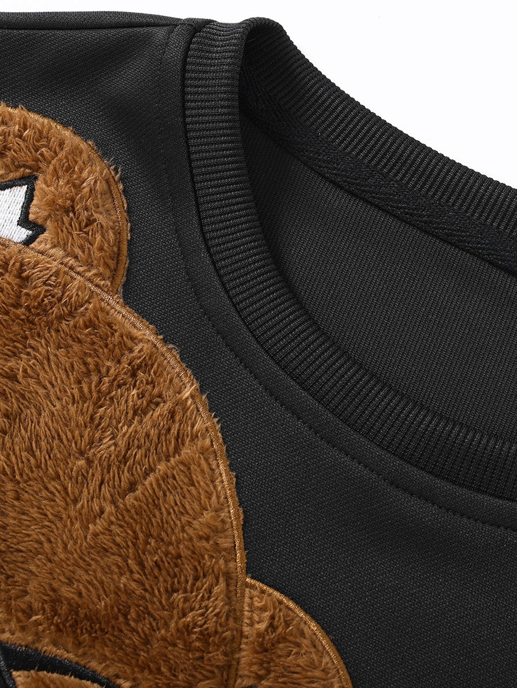 Men's Plush Appliqué Crew Neck Sweatshirt
