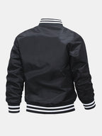 Men's Classic Baseball Bomber Jacket – Snap-Button Varsity Style Outerwear