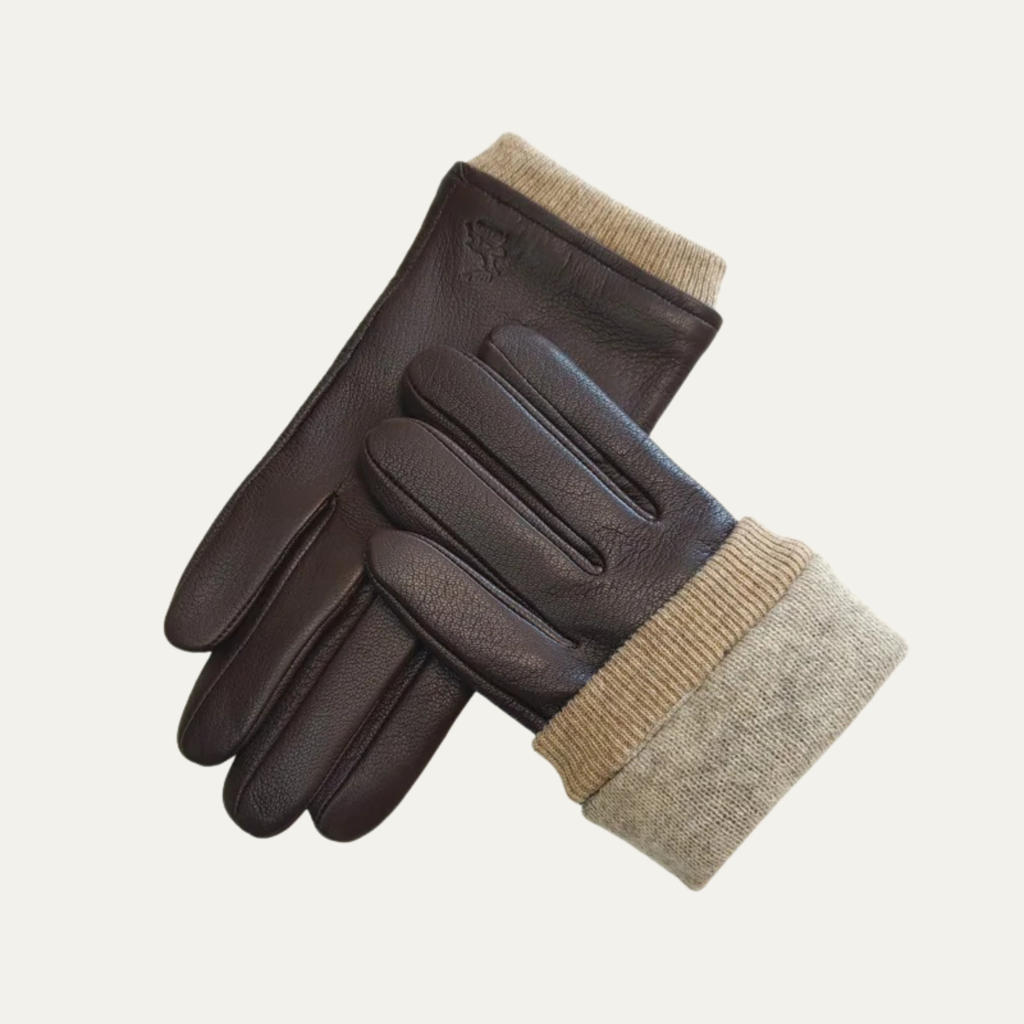 Men's Leather-Look Driving Gloves – Warm Knit Lining