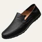 Men's Perforated Leather-Look Loafers – Breathable Slip-On
