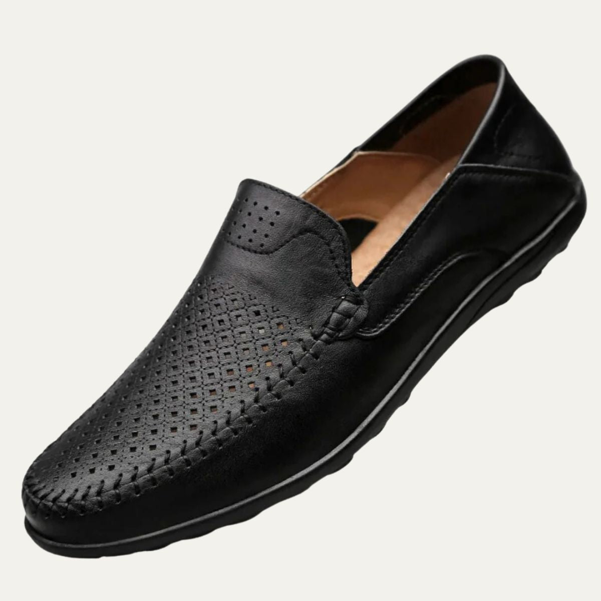 Men's Perforated Leather-Look Loafers – Breathable Slip-On