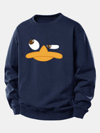 Men's Cartoon Duck Face Graphic Sweatshirt