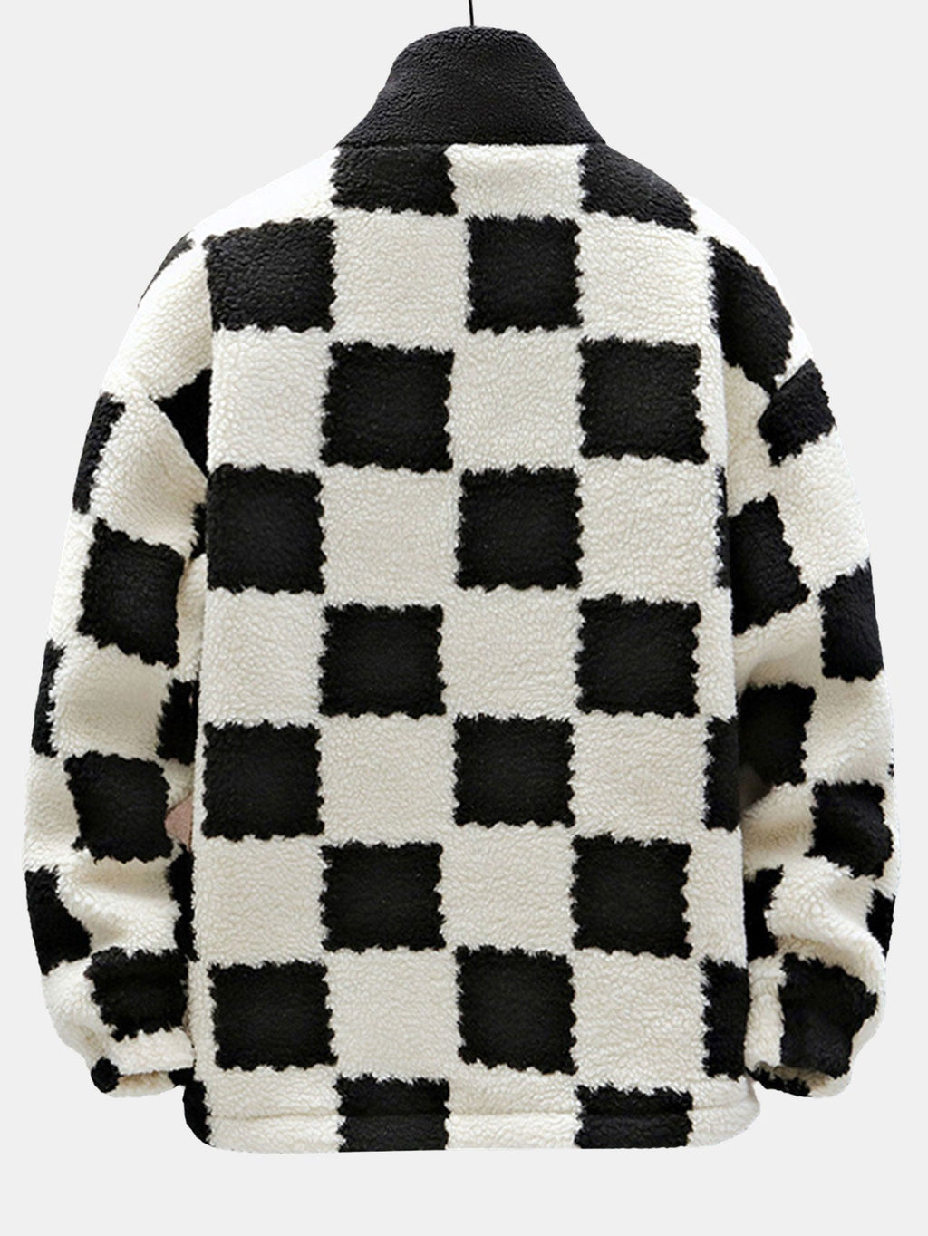 Men's Printed Teddy Fleece Jacket with High Collar