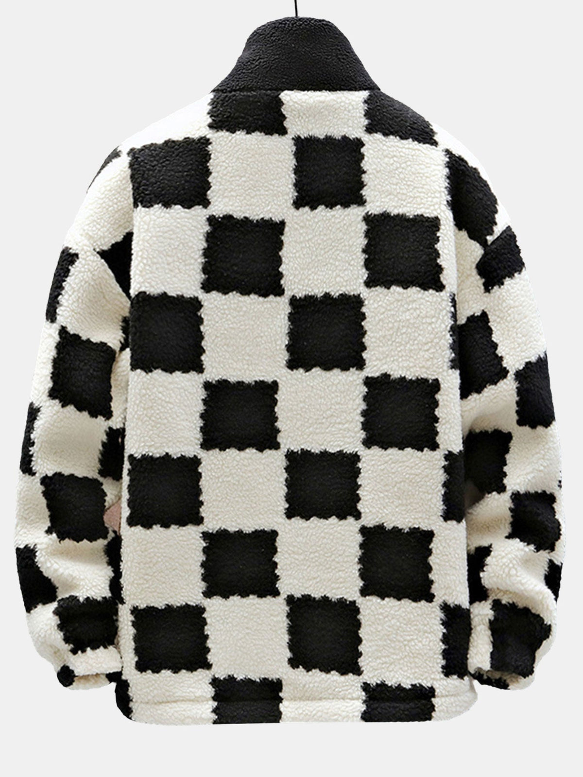 Men's Printed Teddy Fleece Jacket with High Collar