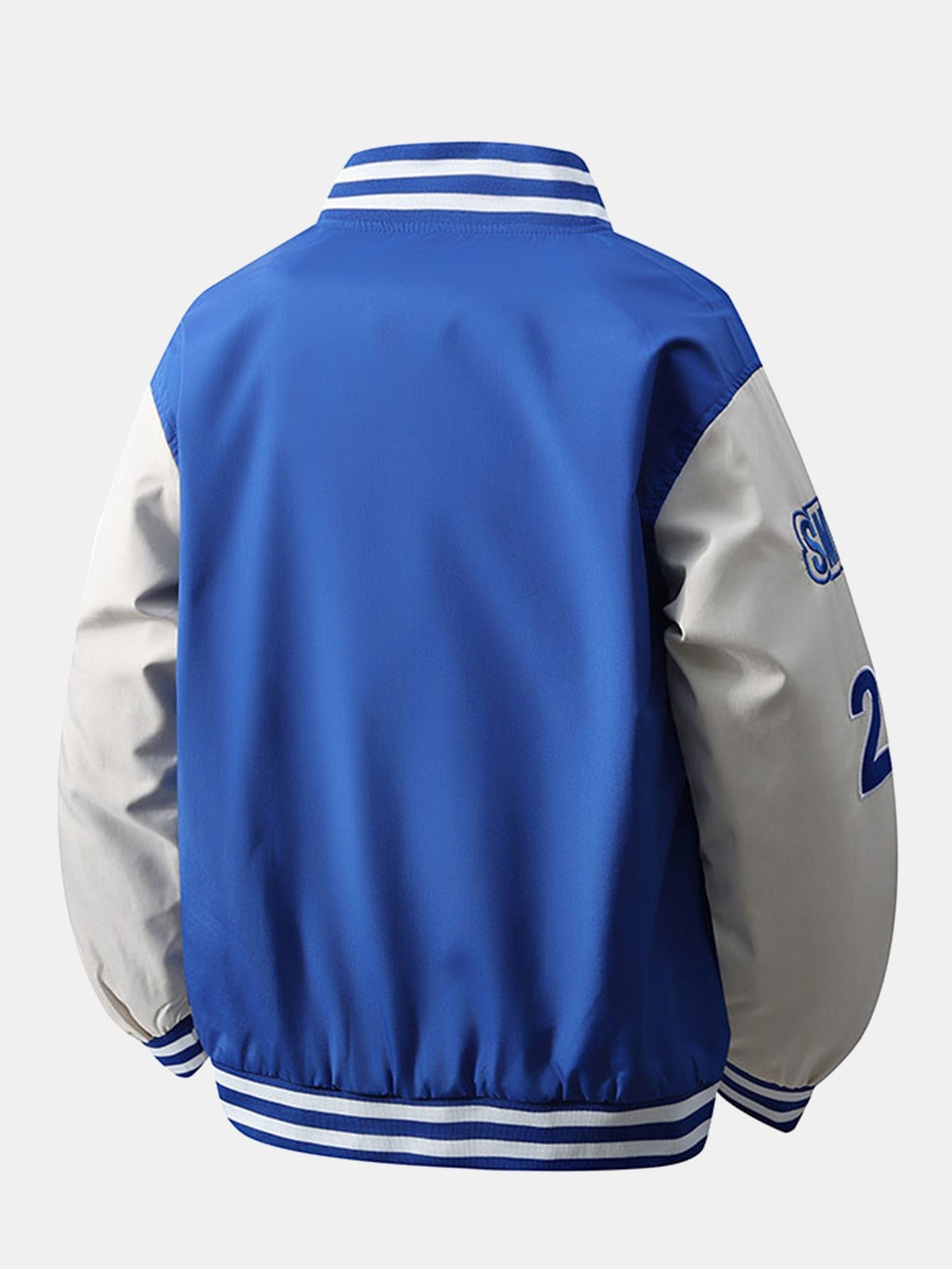 Men's Embroidered Varsity Bomber Jacket with Ribbed Trims