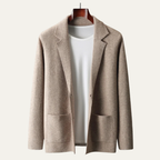 Men's Soft Wool-Blend Knit Cardigan with Suit Collar
