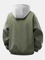 Men's Relaxed Fit Bomber Jacket with Detachable Hood
