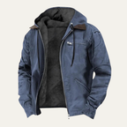 Men's Fleece-Lined Hooded Jacket – Drawstring Hood, Ribbed Cuffs
