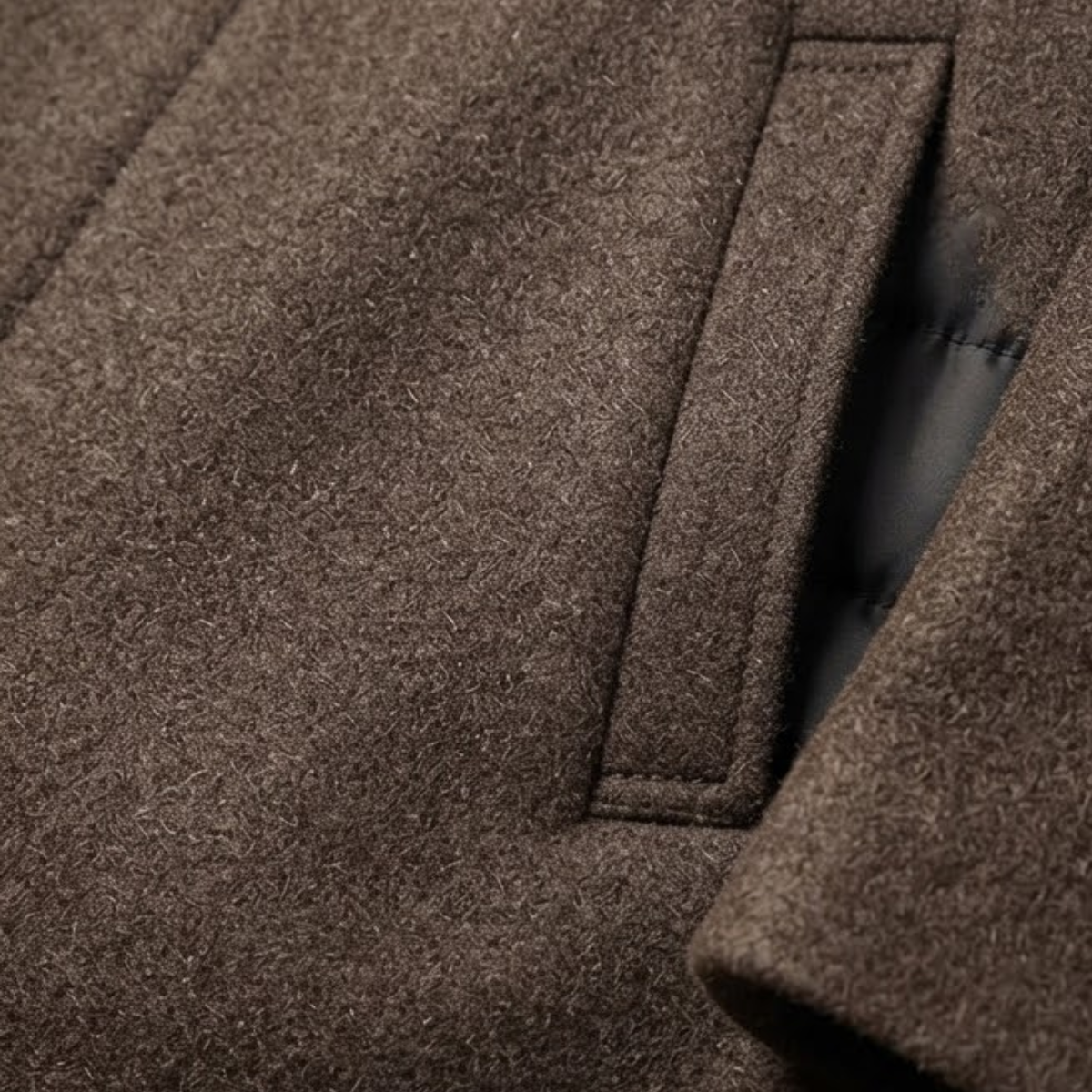 Men's Classic Wool-Blend Overcoat – Structured Collar, Button Front