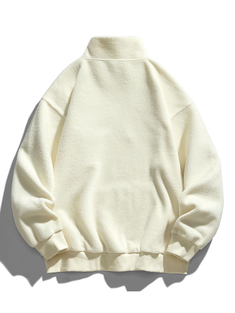 Men's Teddy Fleece Half-Zip Sweatshirt – Relaxed Fit Warm Pullover