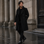 Men's Long Double-Breasted Wool-Blend Trench Coat